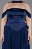 Abendgarderobe in Großen Größen Lang Chiffon Marineblau ABU5551