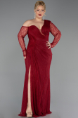 Abendkleid in Übergröße Lang Spitze Weinrot ABU6339
