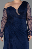 Abendkleid in Übergröße Lang Spitze Marineblau ABU6339