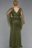 Abendkleid in Übergröße Lang Perlenbesetzt Khaki ABU6350