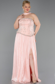 Abendkleid in Übergröße Lang Chiffon Lachs ABU5793