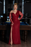 Abendkleid in Übergröße Lang Spitze Weinrot ABU6339