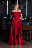 Standesamtkleid Lang Satin Rot ABU5995
