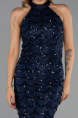 Abendkleid Lang Spitze Marineblau ABU6405