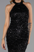 Abendkleid Lang Spitze Schwarz ABU6405