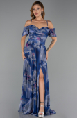 Abendkleid in Übergröße Lang Marineblau ABU6409