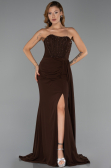 Abendkleider in Großen Größen Lang Chiffon Braun ABU6072