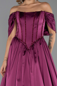 Abendkleid Lang Satin Pflaume ABU6399