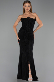 Abendkleid Lang Spitze Schwarz ABU6419