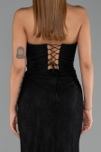 Abendkleid Lang Spitze Schwarz ABU6419
