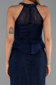Abendkleid Lang Spitze Marineblau ABU6425