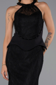 Abendkleid Lang Spitze Schwarz ABU6425