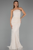 Abendkleid im Meerjungfrau-Stil Lang Spitze Beige ABU6256