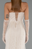 Abendkleid im Meerjungfrau-Stil Lang Spitze Beige ABU6256