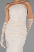 Abendkleid im Meerjungfrau-Stil Lang Spitze Beige ABU6256