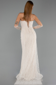 Abendkleid im Meerjungfrau-Stil Lang Spitze Beige ABU6256