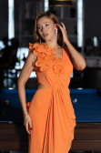 Abschlusskleid Lang Chiffon Orange ABU6354