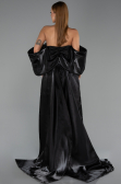Abendkleid Lang Perlenbesetzt Schwarz ABU6351