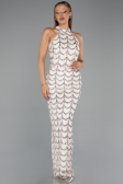 Abendkleid Lang Spitze Beige ABU6405