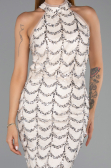 Abendkleid Lang Spitze Beige ABU6405
