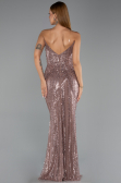 Abendkleid Lang Perlenbesetzt Kupfer ABU6433