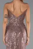 Abendkleid Lang Perlenbesetzt Kupfer ABU6433