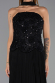 Abendkleid Lang Chiffon Schwarz ABU6436