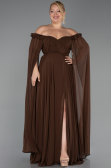 Abendgarderobe in Großen Größen Lang Chiffon Braun ABU3464