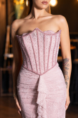 Abendkleid Lang Spitze Puder ABU6419