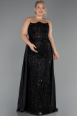 Abendkleid in Übergröße Lang Spitze Schwarz ABU6395