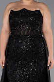 Abendkleid in Übergröße Lang Spitze Schwarz ABU6395