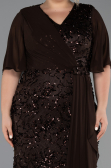 Abendkleid in Übergröße Lang Schuppig Braun ABU6373