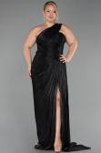Abendkleid in Übergröße Lang Chiffon Schwarz ABU6513