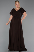 Kleider in Großen Größen Lang Chiffon Braun ABU1562