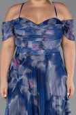 Abendkleid in Übergröße Lang Marineblau ABU6409