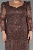 Abendkleid in Übergröße Lang Perlenbesetzt Braun ABU5388