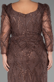 Abendkleid in Übergröße Lang Perlenbesetzt Braun ABU5388