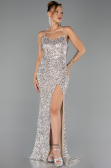 Abendkleid Lang Schuppig Beige ABU6498