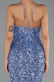 Abendkleid Lang Schuppig Indigo ABU6498