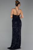 Abendkleid Lang Schuppig Marineblau ABU6498