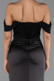 Abendkleid im Meerjungfrau-Stil Lang Satin Schwarz ABU6525