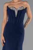 Abendkleid im Meerjungfrau-Stil Lang Marineblau ABU6526