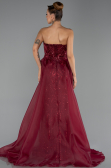 Abendkleid Lang Perlenbesetzt Weinrot ABU5511