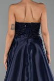 Abendkleid Lang Perlenbesetzt Marineblau ABU5511