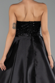 Abendkleid Lang Perlenbesetzt Schwarz ABU5511