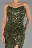 Abendkleid Lang Schuppig Khaki ABU6503