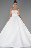 Hochzeitskleider Lang Satin Weiß ABG197