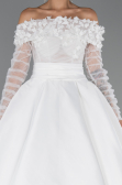 Hochzeitskleider Lang Satin Weiß ABG197