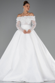 Hochzeitskleider Lang Satin Weiß ABG197