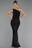 Abschlusskleid Lang Satin Schwarz ABU6331